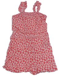 Korálový kraťasový overal s kytičkami Primark