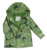 Zelená nepromokavá jarní bunda s dinosaury a kapucí Primark