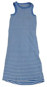 Modro-bílé pruhované žebrované dlouhé šaty Primark