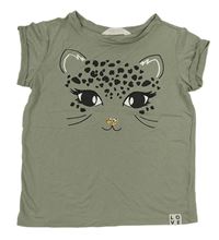 Khaki tričko s leopardem H&M