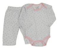 2set - Bílo-růžové body se vzorem + tepláky
