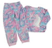 Modro-růžové plyšové pyžamo s jednorožcem Nutmeg