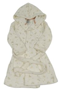 Smetanový chlupatý župan s jednorožci a kapucí H&M