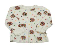 Bílé žebrované triko se sloníky TU