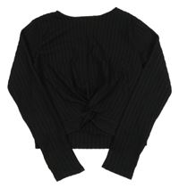 Černé vzorované crop triko s překřížením Young