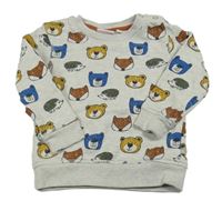 Šedá melírovaná mikina se zvířátky Liegelind