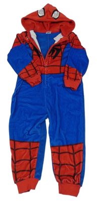 Tmavomodro-červená chlupatá kombinéza s kapucí - Spiderman Marvel