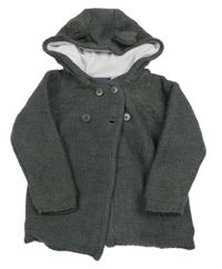 Šedý propínací podšitý propínací svetr s kapucí Lupilu