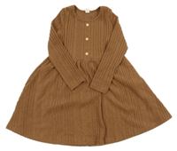 SKořicové žebrované úpletové šaty Shein 