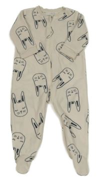 Pudrový fleecový overal se zajíčky 