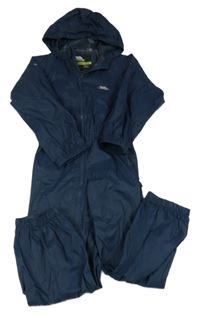 Tmavomodrá funkční šusťáková nepromokavá kombinéza s kapucí Trespass