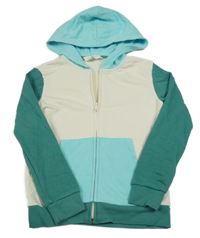 Smetanovo-zeleno-světlemodrá propínací mikina s kapucí H&M