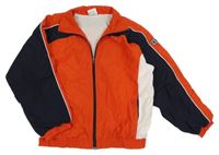 Červeno-tmavomodro-bílá šusťáková jarní bunda 