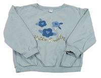 Světlemodrá mikina s kytičkami Topolino 