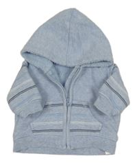 Světlemodrá propínací zateplená mikina s proužky a kapucí George