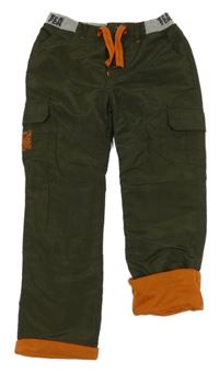 Hnědé šusťákové podšité kalhoty s kapsami Infinity 