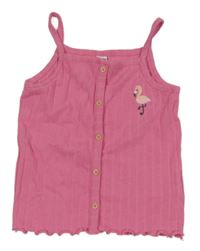 Růžový žebrovaný crop top s plameňákem Dopo-Dopo 