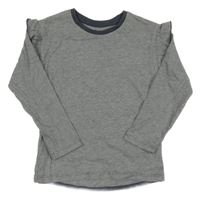 Tmavomodro-bílé melírované triko s volánky Nutmeg