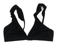 Černá plavková podprsenka s volánky Shein