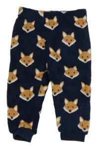 Tmavomodré chlupaté kalhoty s liškami Primark