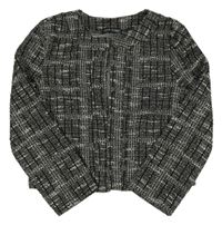 Černo-bílý kostkovaný sakový crop cardigan 