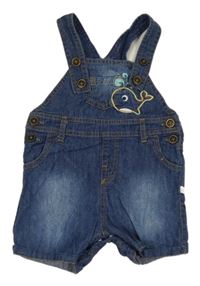 Tmavomodré laclové riflové kraťasy s velrybou Smile