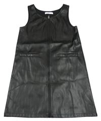 Černé koženkové propínací šaty Primark