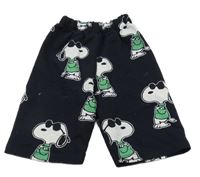 Tmavomodré teplákové dlouhé kraťasy se Snoopym 