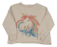 Světlerůžová oversize mikina s jednorožcem Next