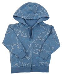 Modrá propínací mikina s dinosaury a kapucí Primark
