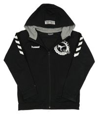 Černá propínací mikina s potiskem a kapucí Hummel