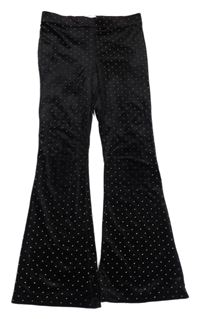 Černé sametové flare legíny s puntíky M&S