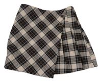 Béžovo-hnědo-bílá kostkovaná skort sukně Zara