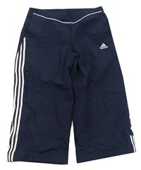 Tmavomodré capri šusťákové sportovní kalhoty Adidas