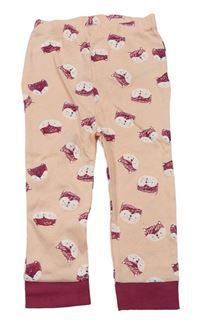 Broskvovo-vínové pyžamové kalhoty s liškami Nutmeg