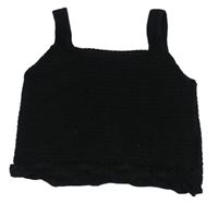 Černý háčkovaný crop top s volánkem Tu