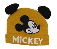 Okrovo-černá čepice s Mickey Disney