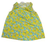 Azurová šatová tunika s citrony a mašličkou H&M