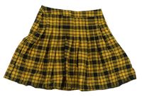 Okrovo-černá kostkovaná skládaná sukně New Look