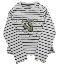 Světlebéžovo-černé pruhované žebrované crop triko s nášivkou - Harry Potter M&S