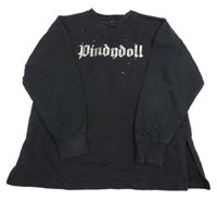 Černá mikina s logem a kamínky Pindydoll