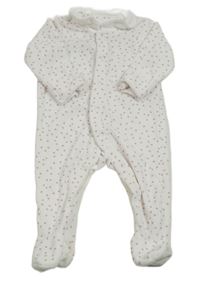 Bílo-růžový puntíkatý sametový overal s límečkem M&S