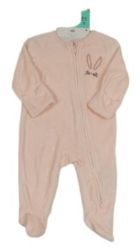 Nové - světlerůžový puntíkatý sametový overal se zajíčkem PRIMARK