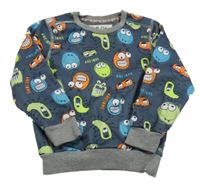 Tmavošedo-šedá thermo mikina s příšerkami coolclub