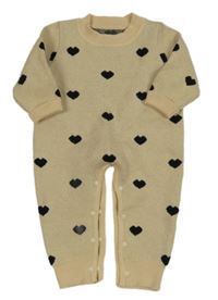 Světlebéžový pletený overal se srdíčky 