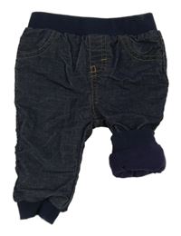 Tmavomodré cuff manšestrové podšité kalhoty s úpletovým pasem C&A