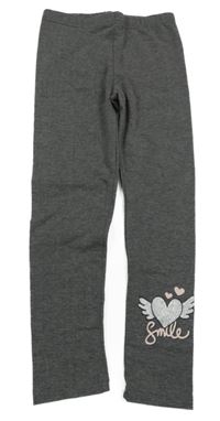 Tmavošedé melírované legíny se srdíčkem 