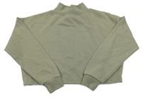 Khaki oversize crop mikina New Look