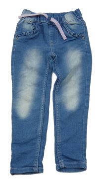 Modré riflové džegíny s volánky a srdíčky Kiki&Koko