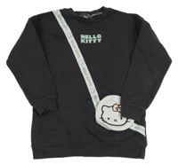Tmavošedá mikina s kabelkou/kapsou s Kitty Sanrio